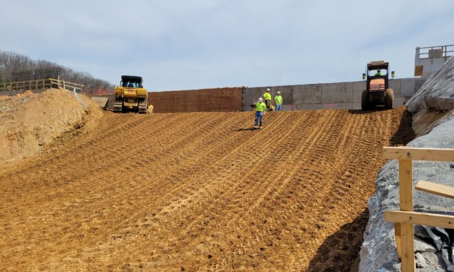 The embankment construction at Lake Williams Dam.