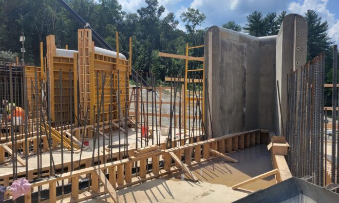 Construction frame on the new construction of the Lake Williams Dam.