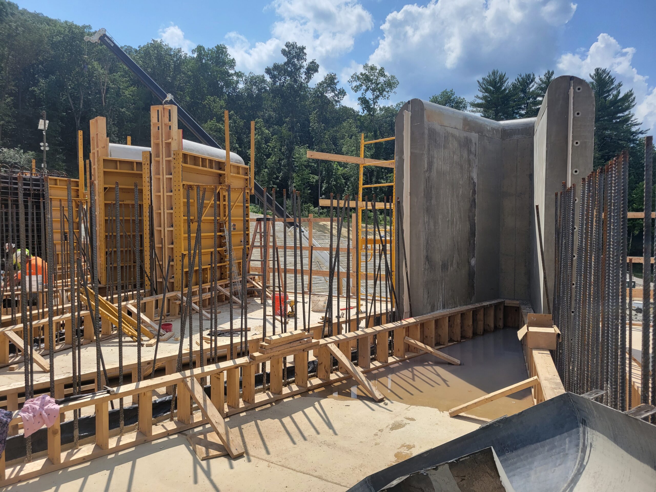 Construction frame on the new construction of the Lake Williams Dam.