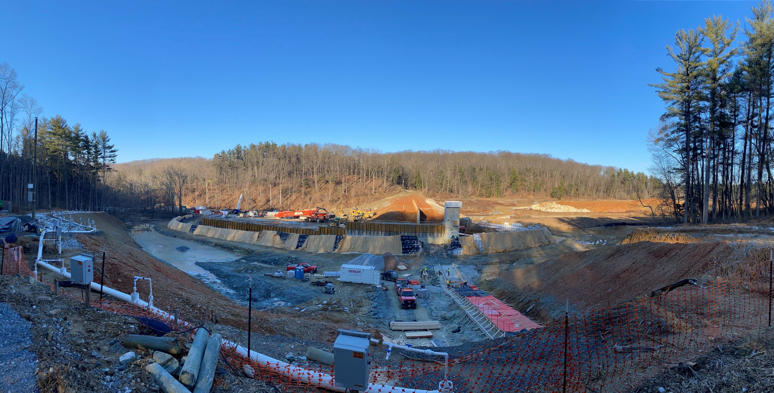 Working on the dam's plinth.