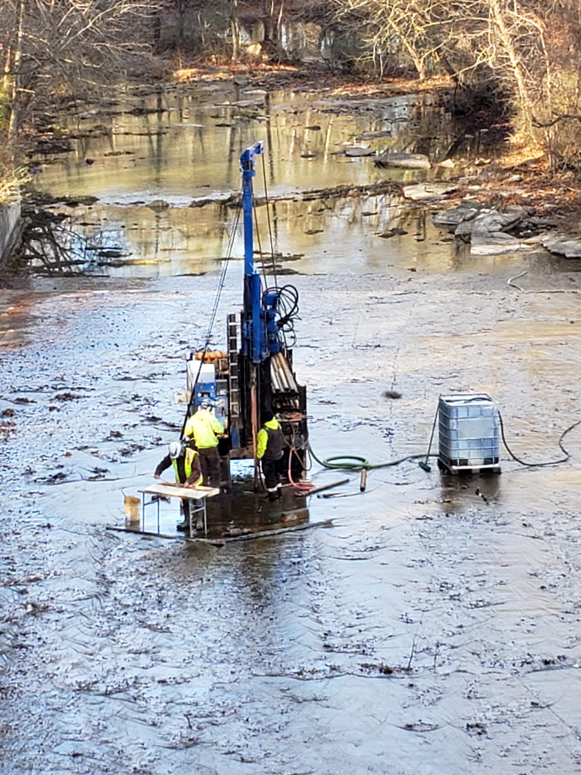 Geotechnical investigations are being conducted on and around Lake Williams Dam.