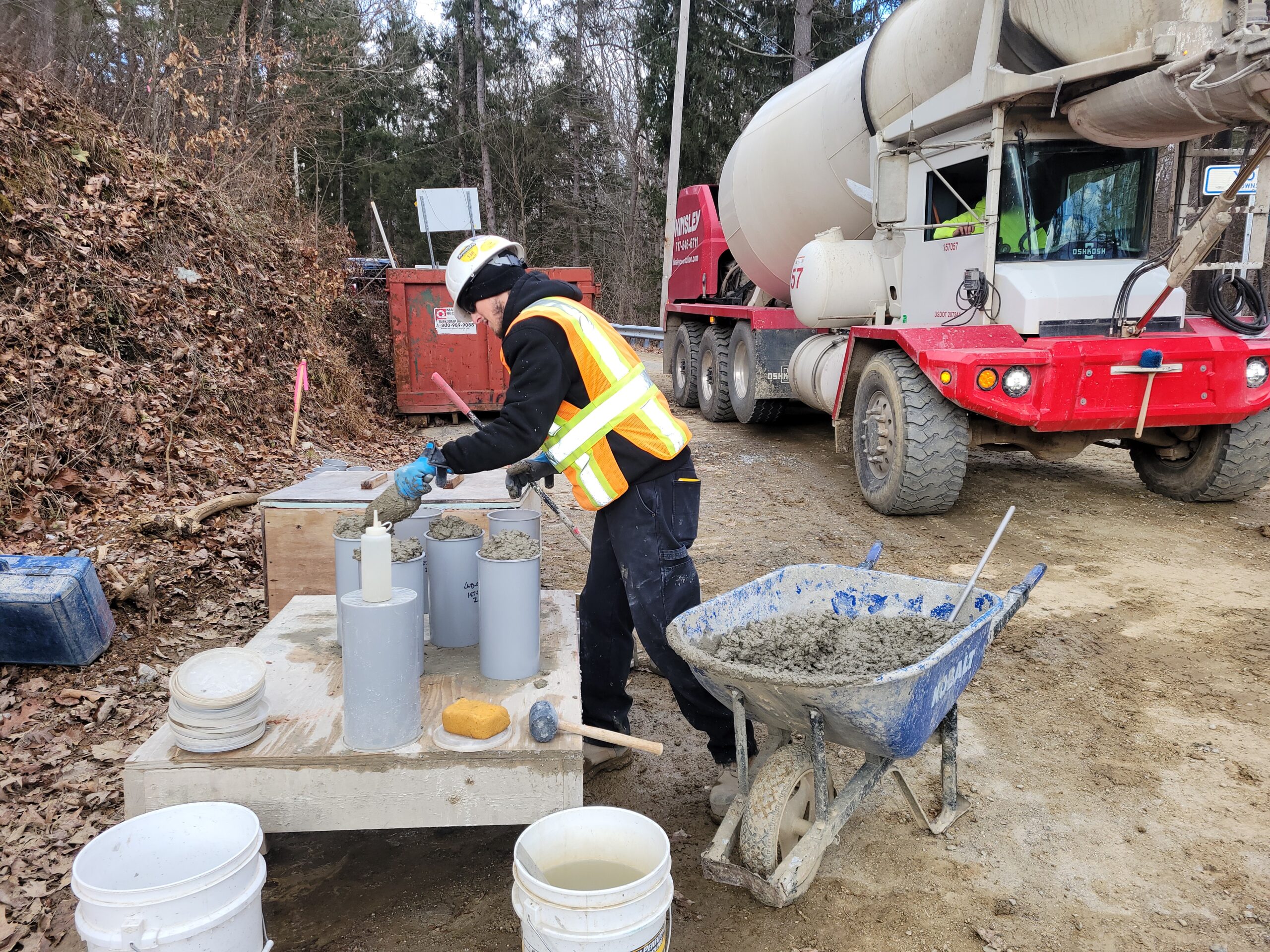 Engineer testing concrete