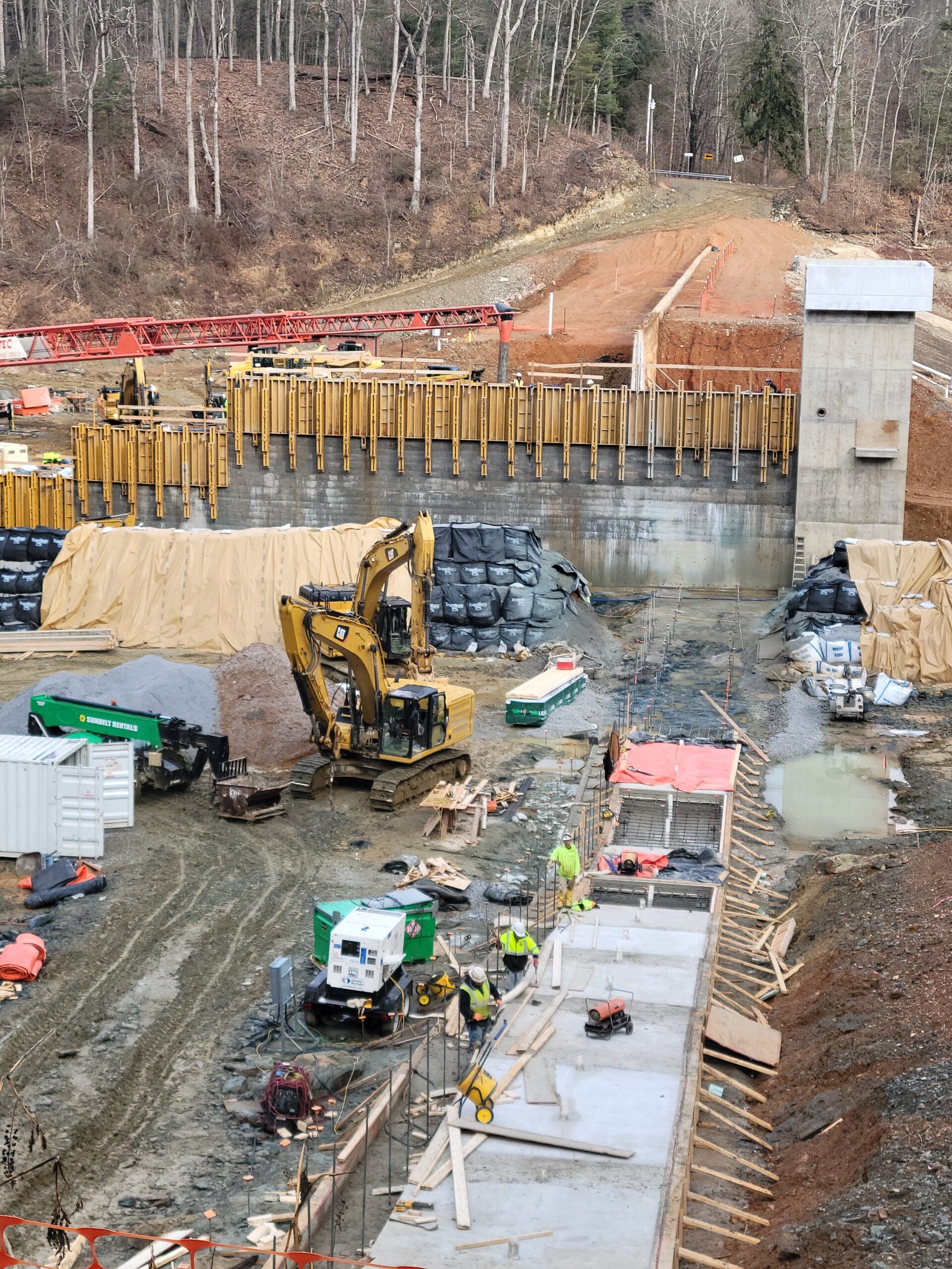 Foundations are being laid at the Lake Williams Dam.