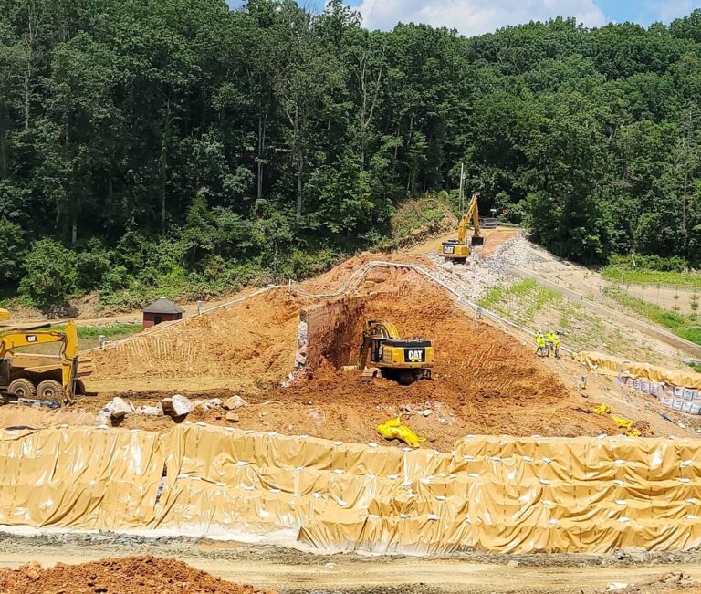 For the first time since it was built 110 years ago, the center of the dam’s core wall is being exposed and is in remarkably good condition. This structure will be tied into the new dam armoring system.