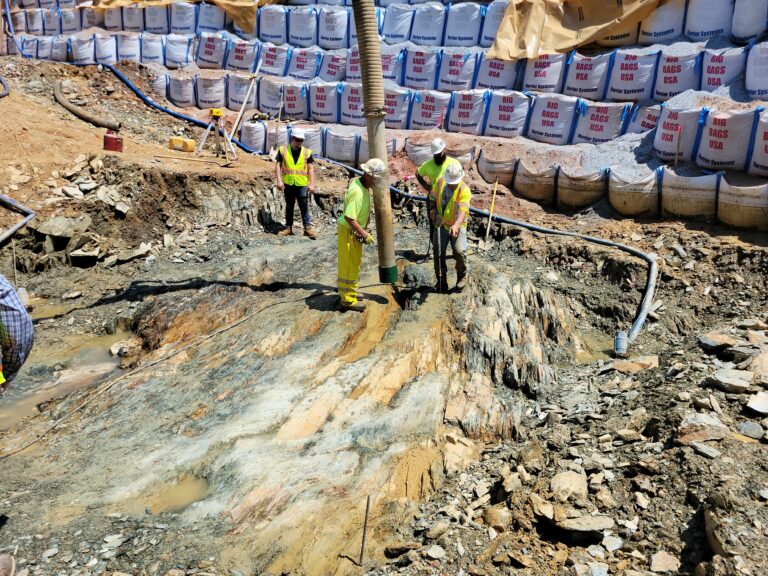 Lake William’s bedrock is being cleaned for preparation of the first foundational concrete pour for construction of the new dam’s intake structure.