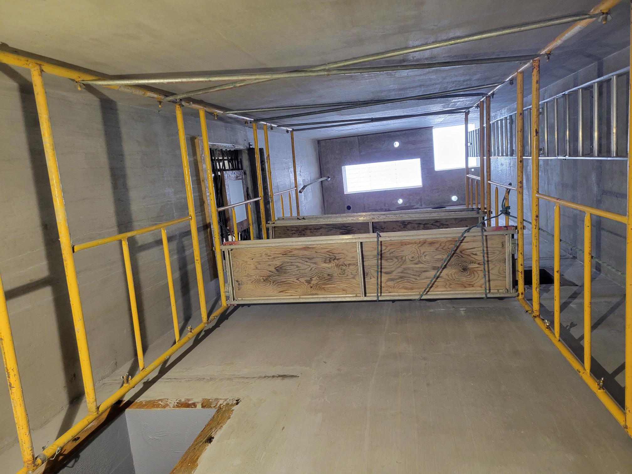 Inside view of the valve tower in the dam wall.