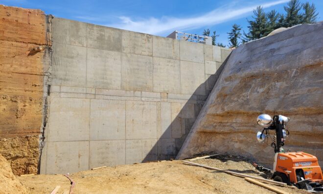 Core wall construction at the Lake Williams Dam.