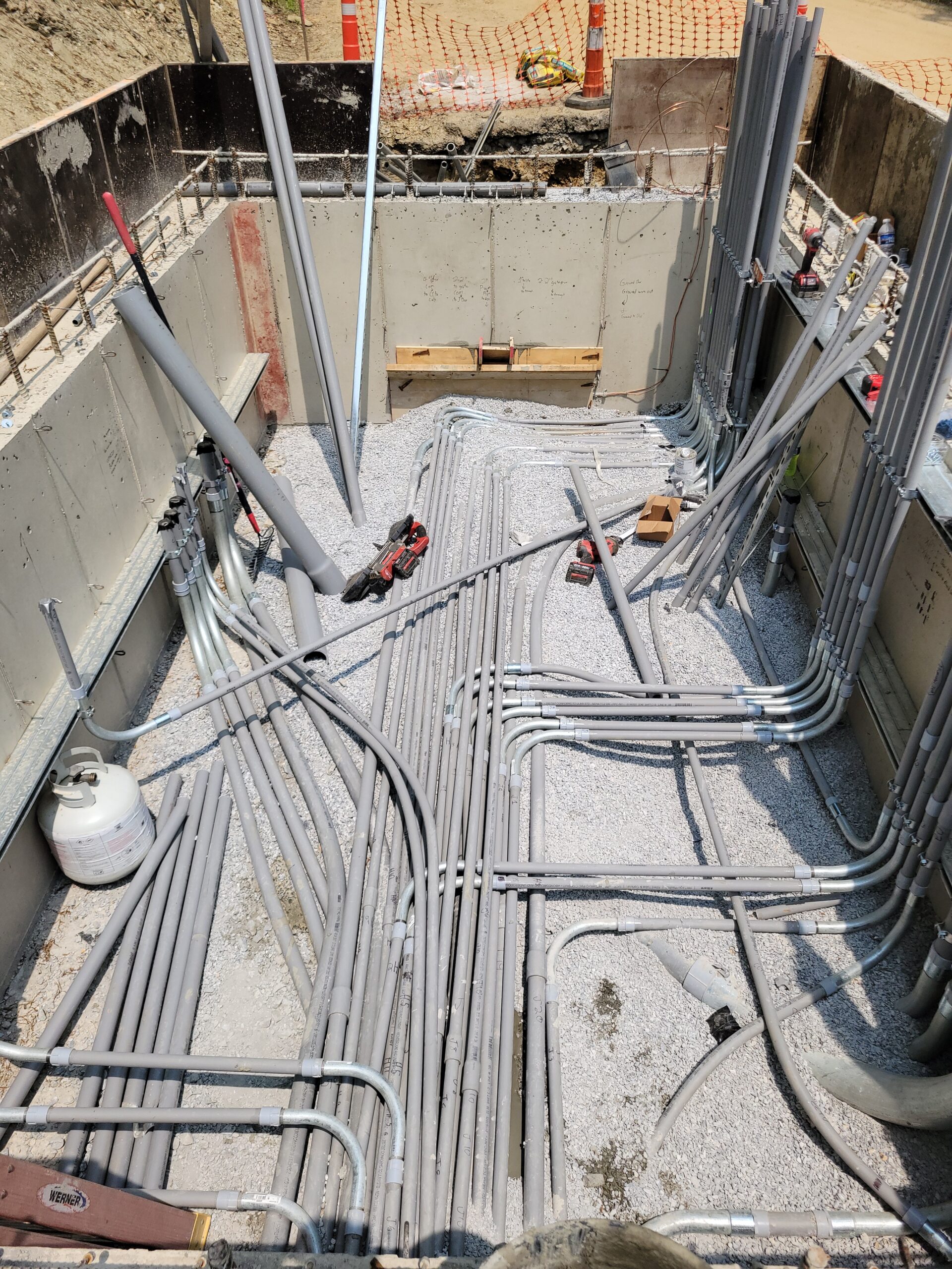 The control building electrics being installed at Lake Williams Dam.