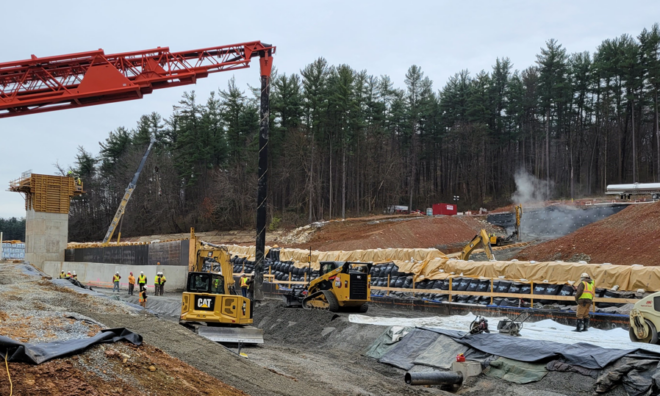 Construction work at the Lake Williams Dam.