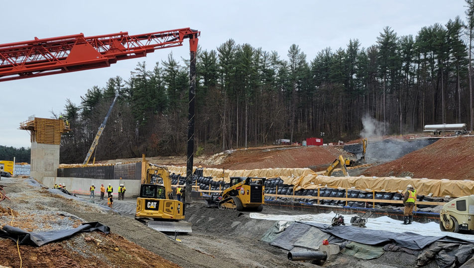 Construction work at the Lake Williams Dam.