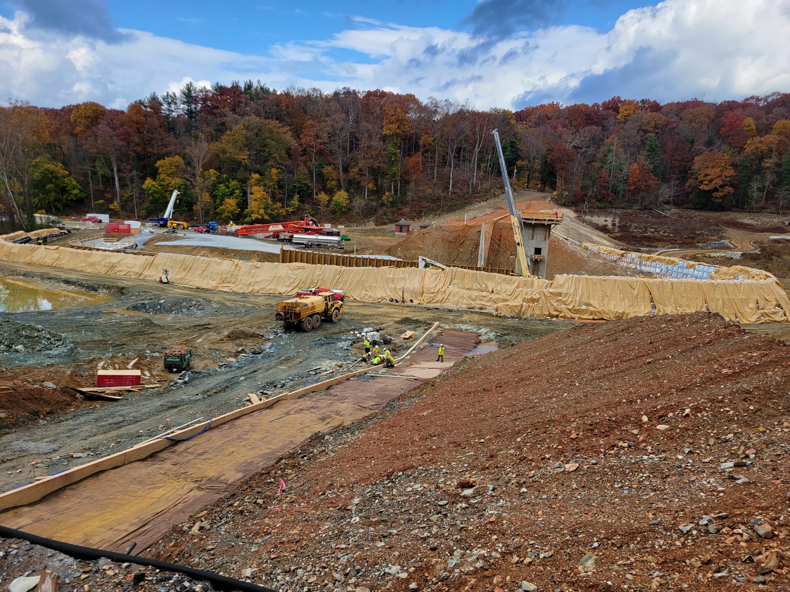 Clearing the site for the new dam labyrinth weir.