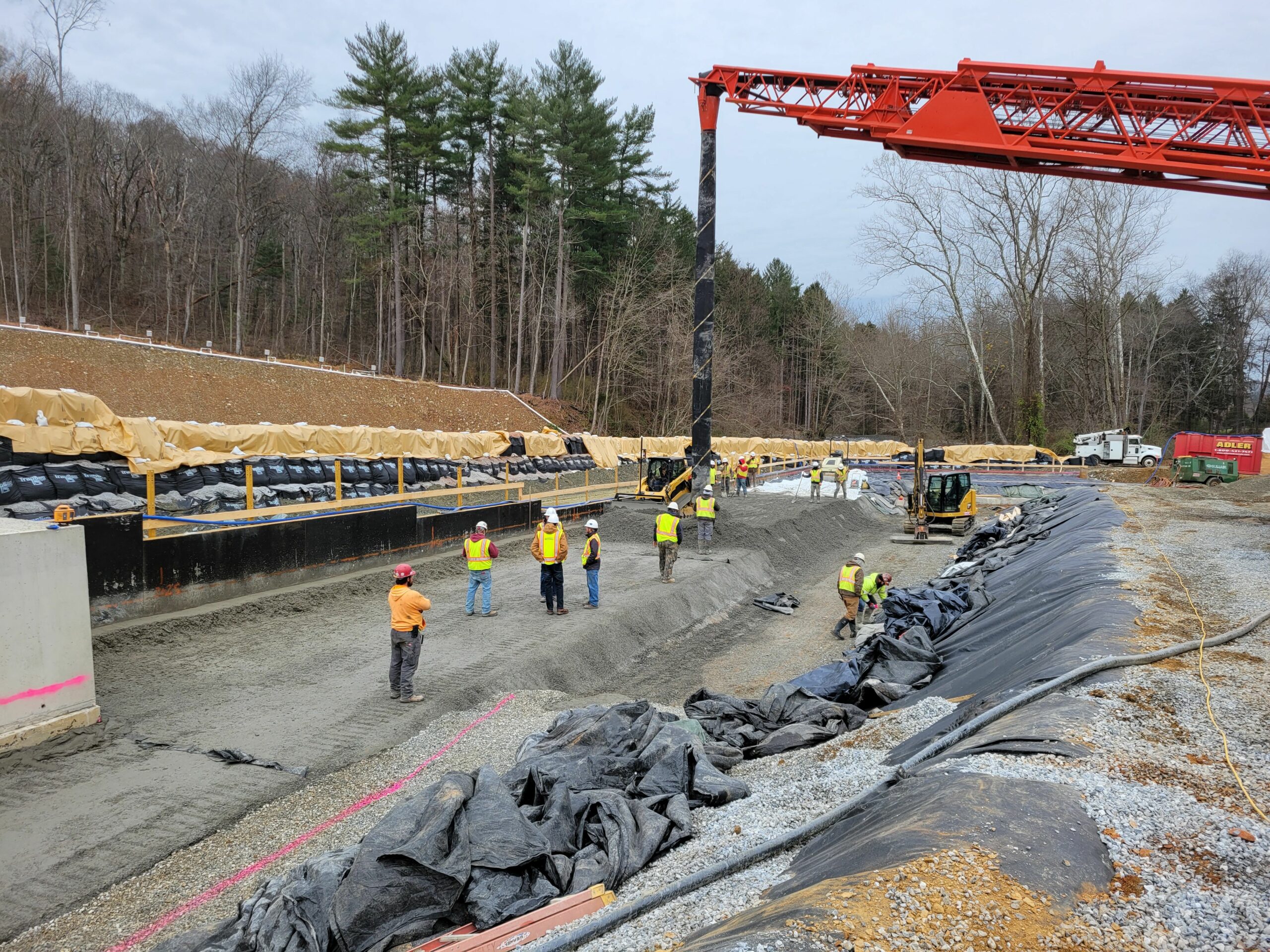 Roller Compacted concrete being placed.