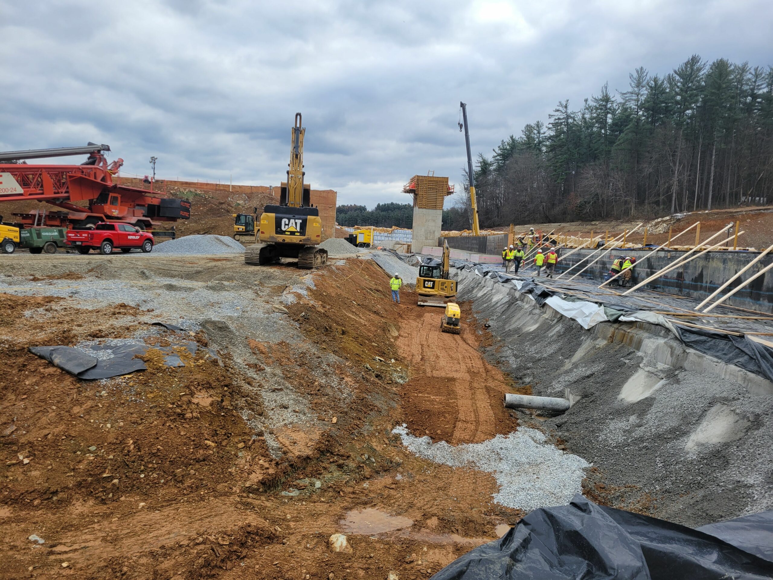 Construction work at the Lake Williams Dam site.