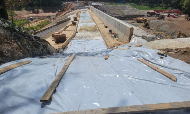 Construction work on the Lake Williams Dam for York Water Company.