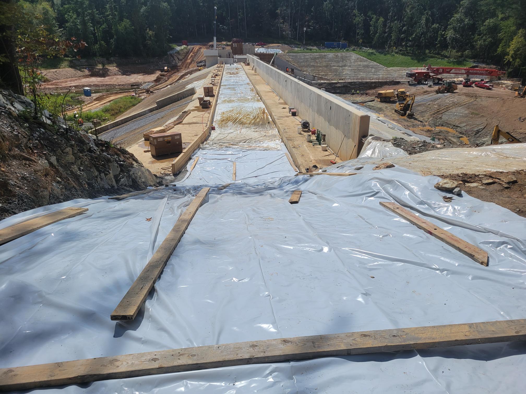 Construction work on the Lake Williams Dam for York Water Company.