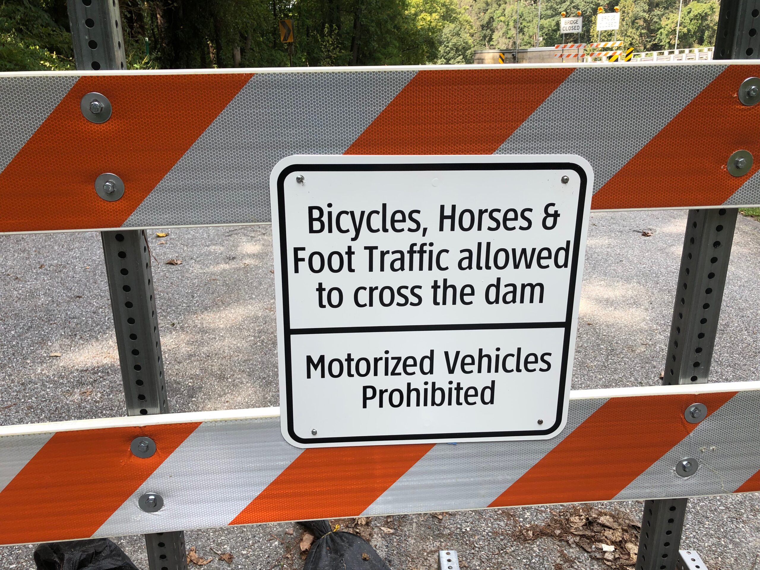 Sign showing the closure of Lake Williams to vehicles.