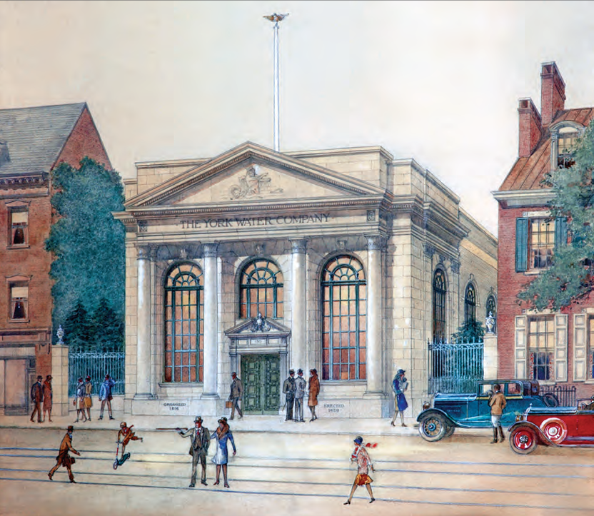 Architects drawing of the York Water office building from 1929.