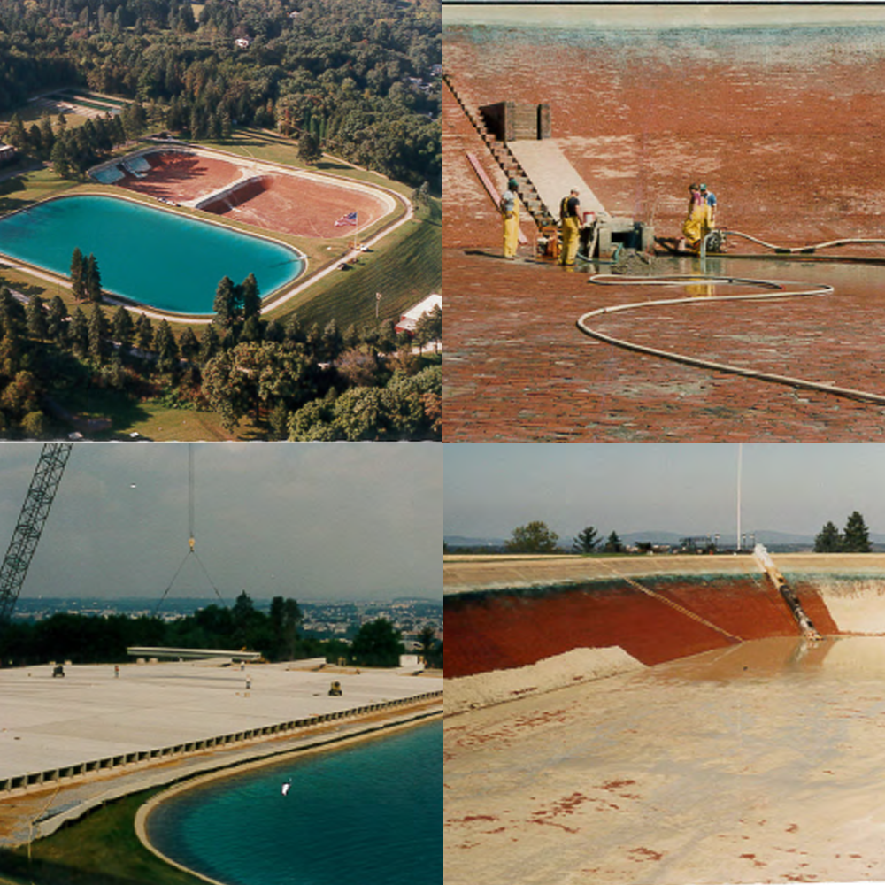Four images that show the covering of the Reservoir Basins.