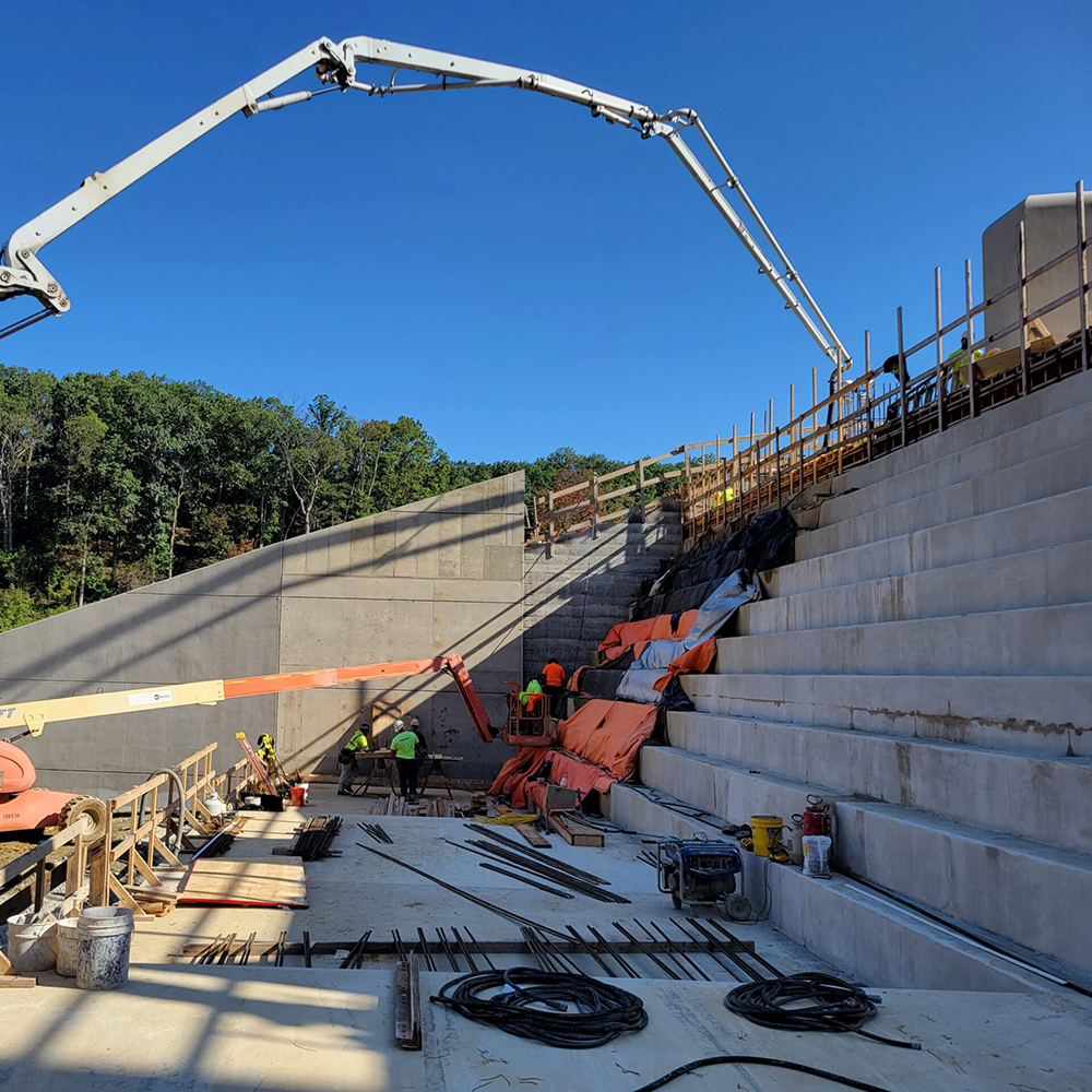 The Lake Williams Spillway under construction.